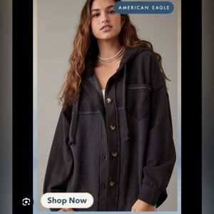 American Eagle Bear Hug Hooded Shacket